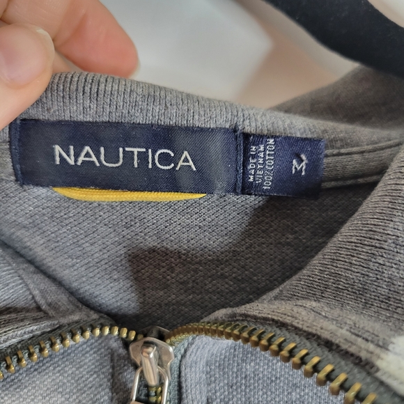 Mens Nautica 1/4 Zip Knit Long Sleeve Shirt/polo Blue/gray Size Med - Picture 4 of 7